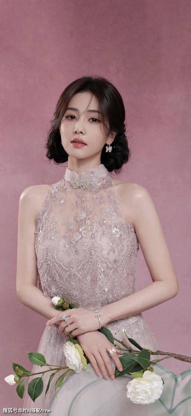 尚写真粉色蕾丝旗袍优雅迷人瓦力棋牌试玩白鹿端午节时(图10)